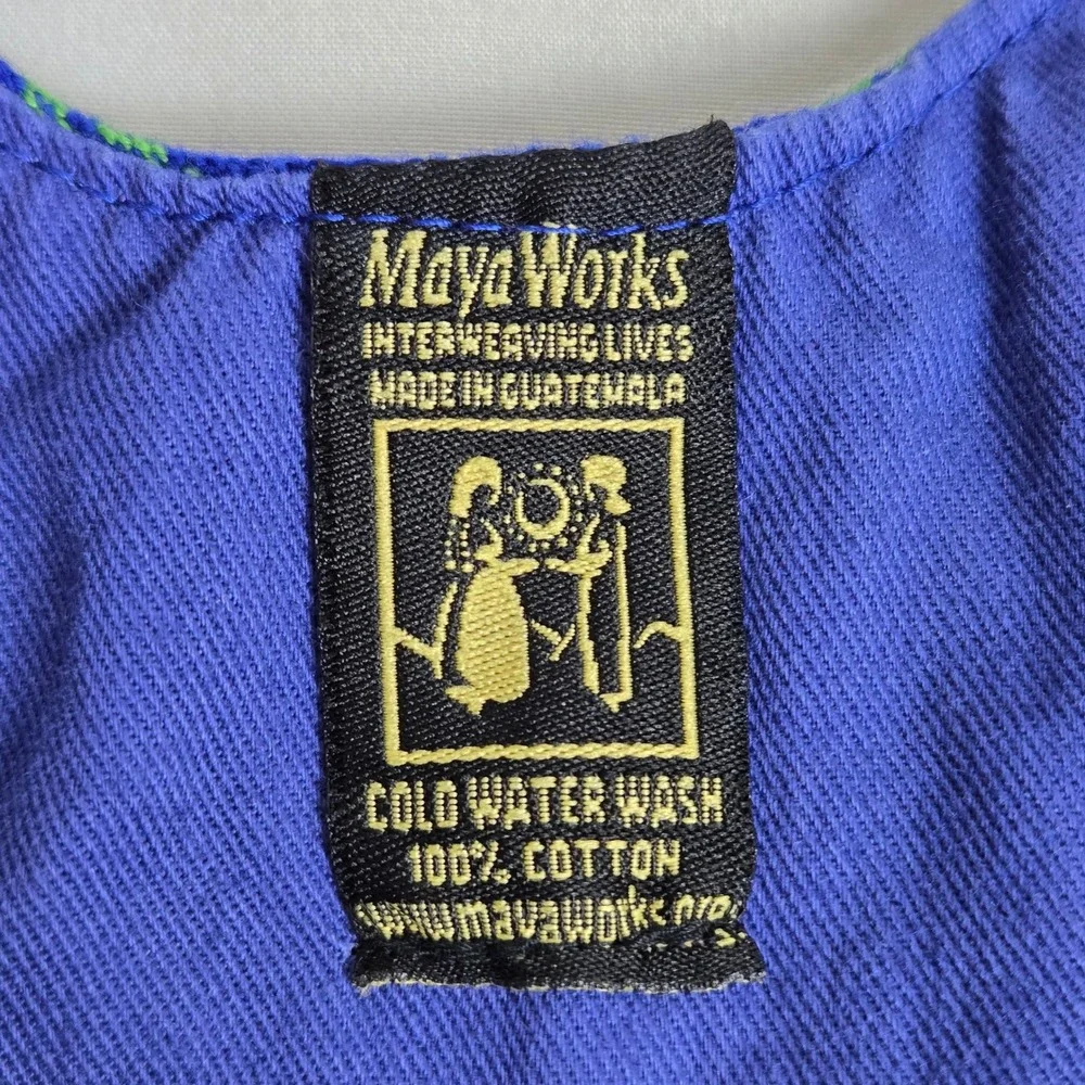 MayaWorks 100% Cotton Handwoven Baby Bib Hook & Loop Closure Guatemala Blue